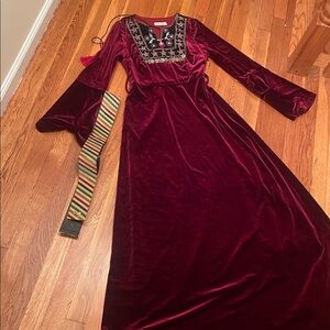 Velvet Maxi Dress with Embroidered Details